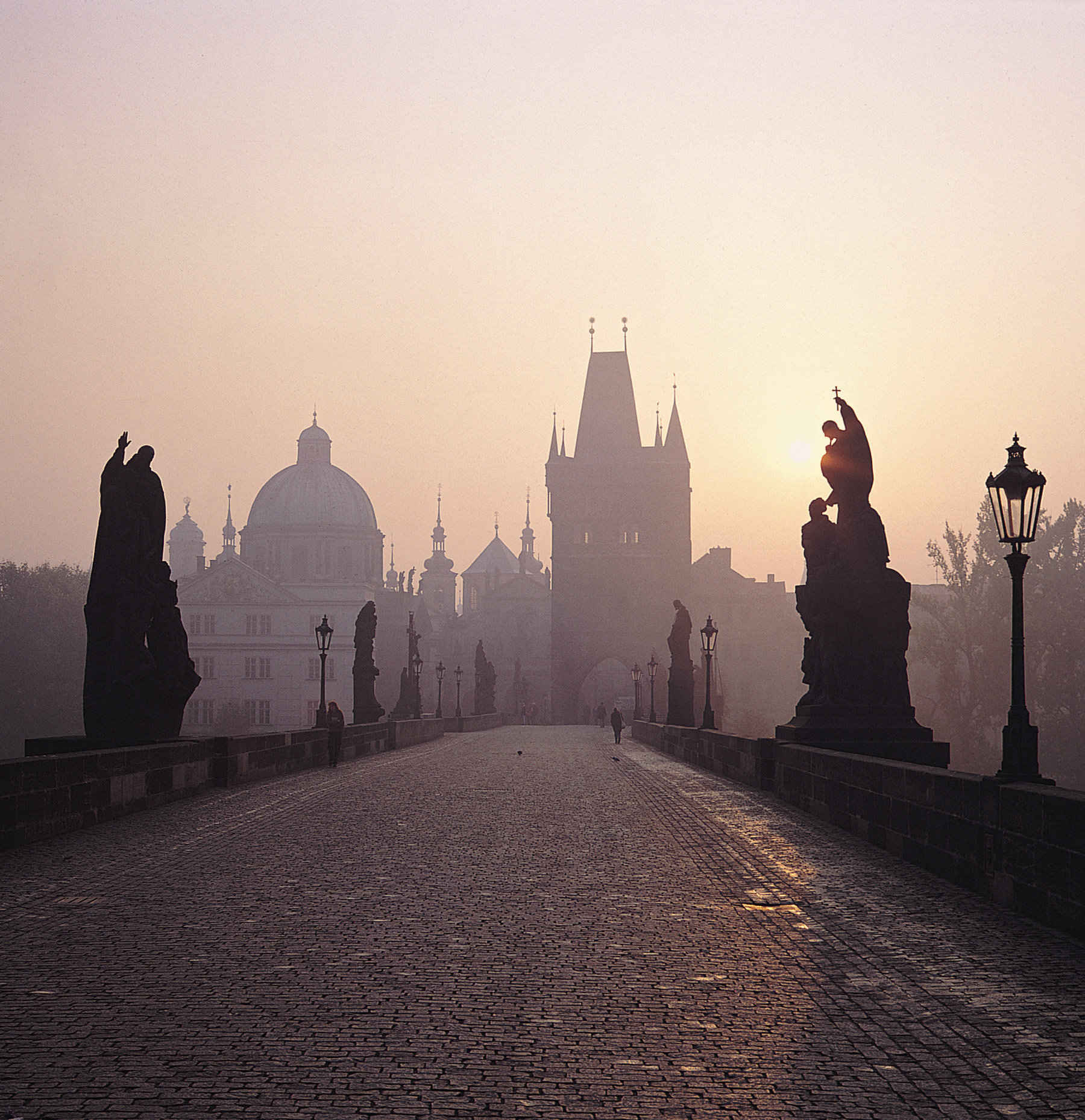 Charles Bridge in Prague at sunrise