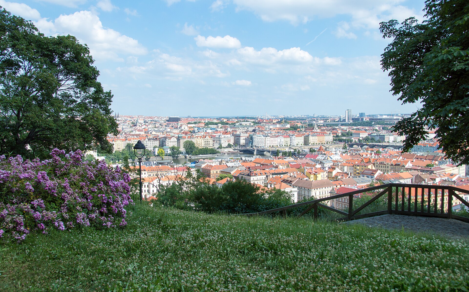 Petřín Hill gardens overlooking Prague